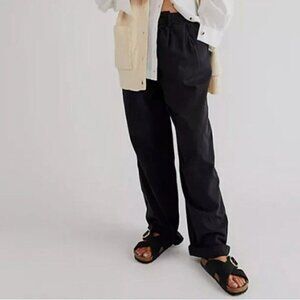 Free People x Revolve Abby Chino Pleated Wide Leg Trouser Pants Black Size 2